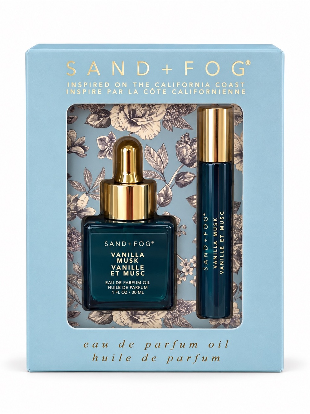 SAND+FOG Vanilla Musk Eau de Parfum Oil Set - Teal & Gold